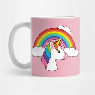 Unicorn and Rainbow with Clouds Kawaii Mug